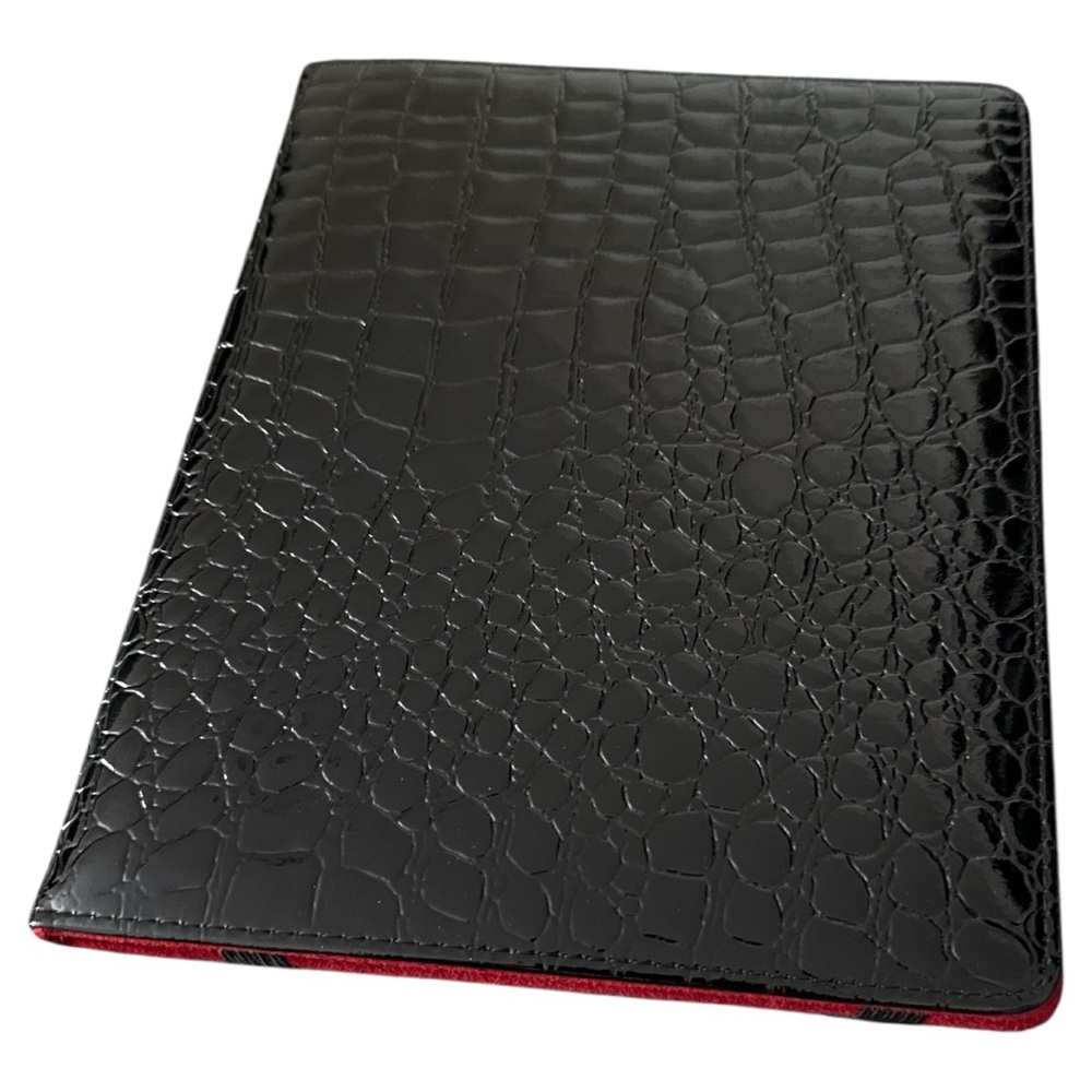 SO SLEEK iPad protective case cover croco printed shiny black patent NEW